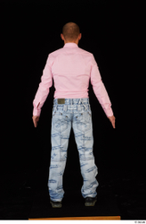 Whole Body Man White Shirt Jeans Slim Standing Studio photo references